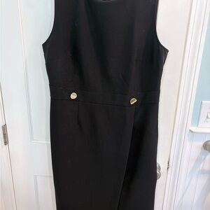 H&M Black Midi Dress with Gold Accents